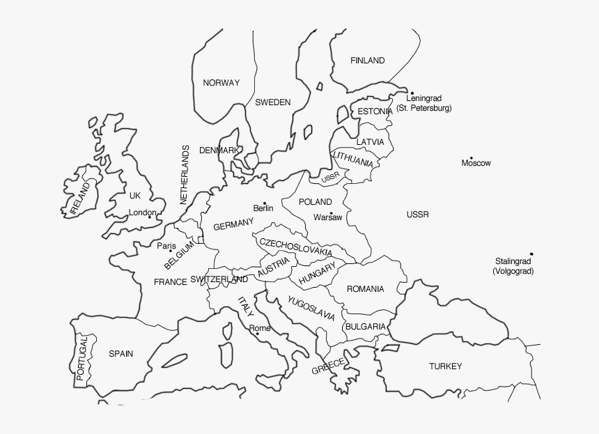 Ww2 Coloring Map Of Europe HD Png Download Kindpng